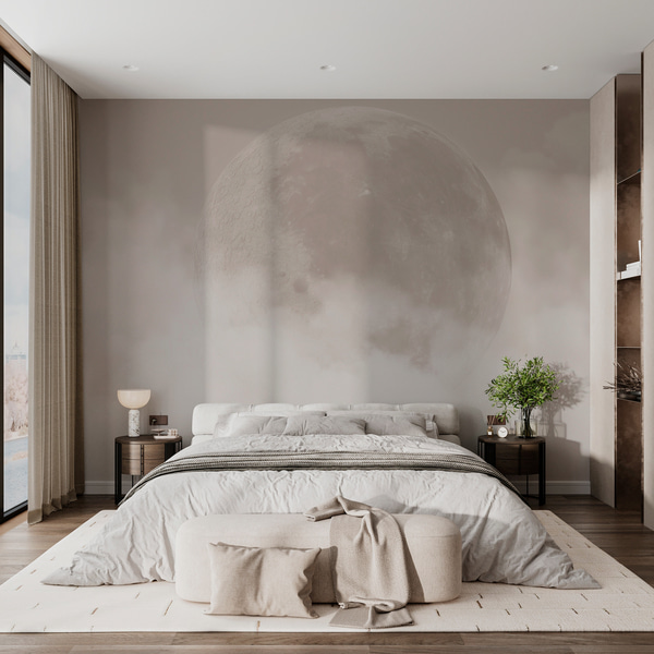 Fototapet Stor måne blandt skyerne af beige farve loft stil, Fototapeter Sky, Fototapeter med skyer, w00548 : Uwalls.dk