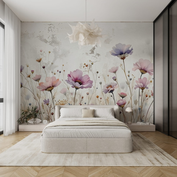 Fototapet Akvarelblomster i grunge-stil, Fototapeter Akvarel, w03192 : Uwalls.dk