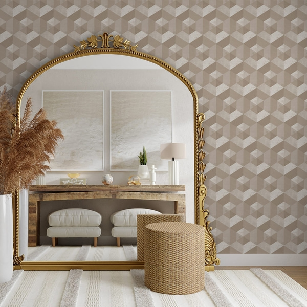 Fototapet Hexagoner i beige farver, Tapet i skandinavisk stil, a00096 : Uwalls.dk