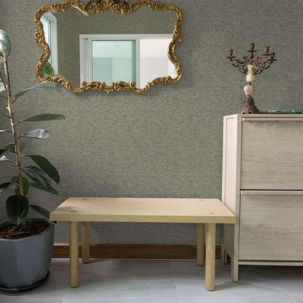 Fototapet Grågrøn stofstruktur, gittermønster i hør, Tapet i loftstil, a00235 : Uwalls.dk