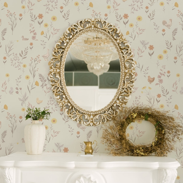 Fototapet Markblomster og høns i bløde pastelfarver, Blomsterbaggrunde, a00478 : Uwalls.dk