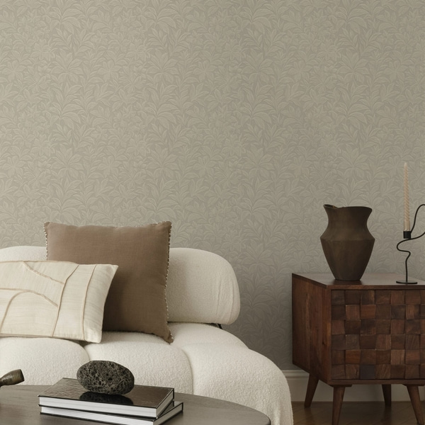 Fototapet Prægede bladskygger, varm taupe, Blomsterbaggrunde, a00781 : Uwalls.dk